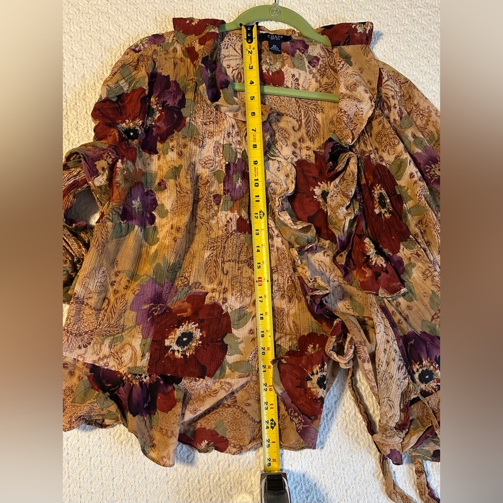 Chaps Multicolor Floral Ruffle Blouse - Picture 14 of 15